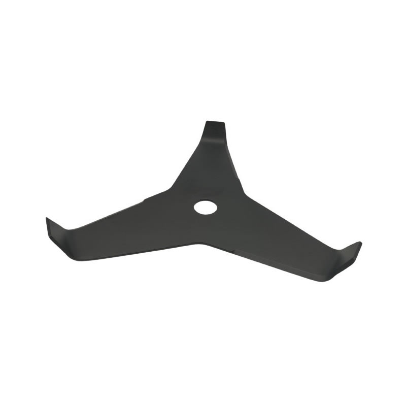 Cuchilla de tres dientes para desbrozadora. Accesorio de corte para jardinería y mantenimiento de áreas verdes.