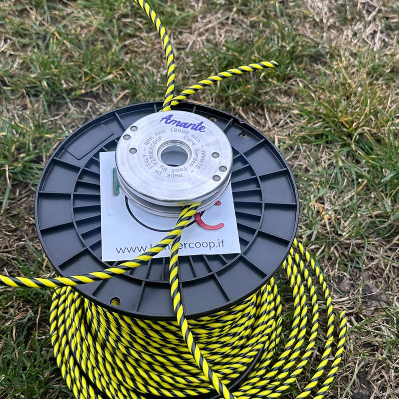 Cabeza Amante + carrete de 77 metros de línea trenzada helicoidalmente de 6 mm